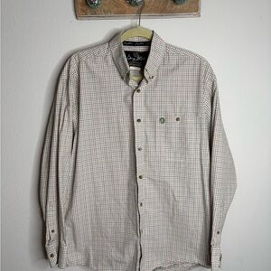 Wrangler George Strait Men's Red and White with greenCheckered Button Down Shirt